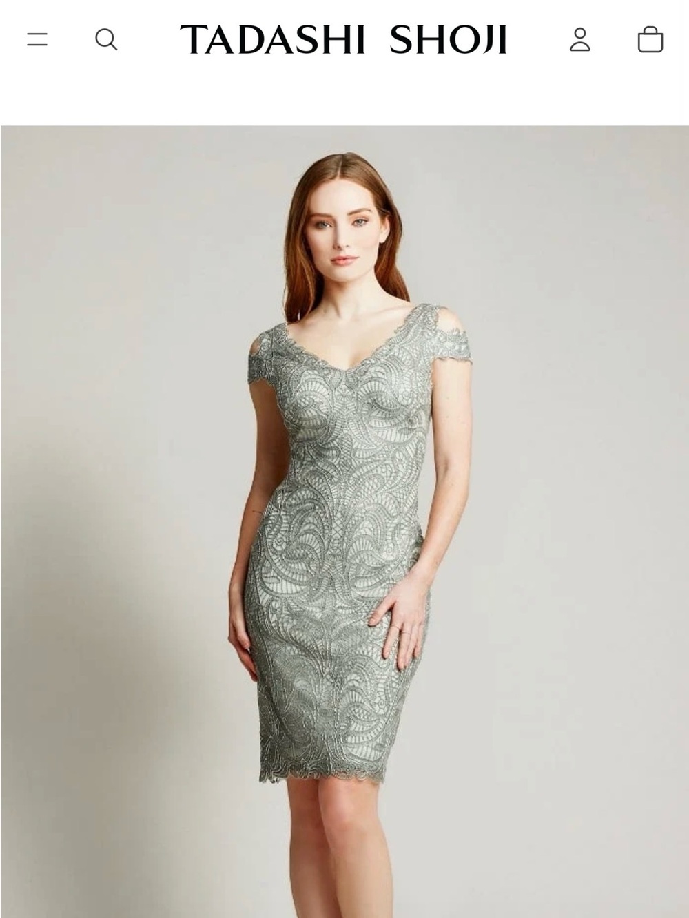 Tadashi Shoji tan/light olive gold  shimmer Mini Dress NWT